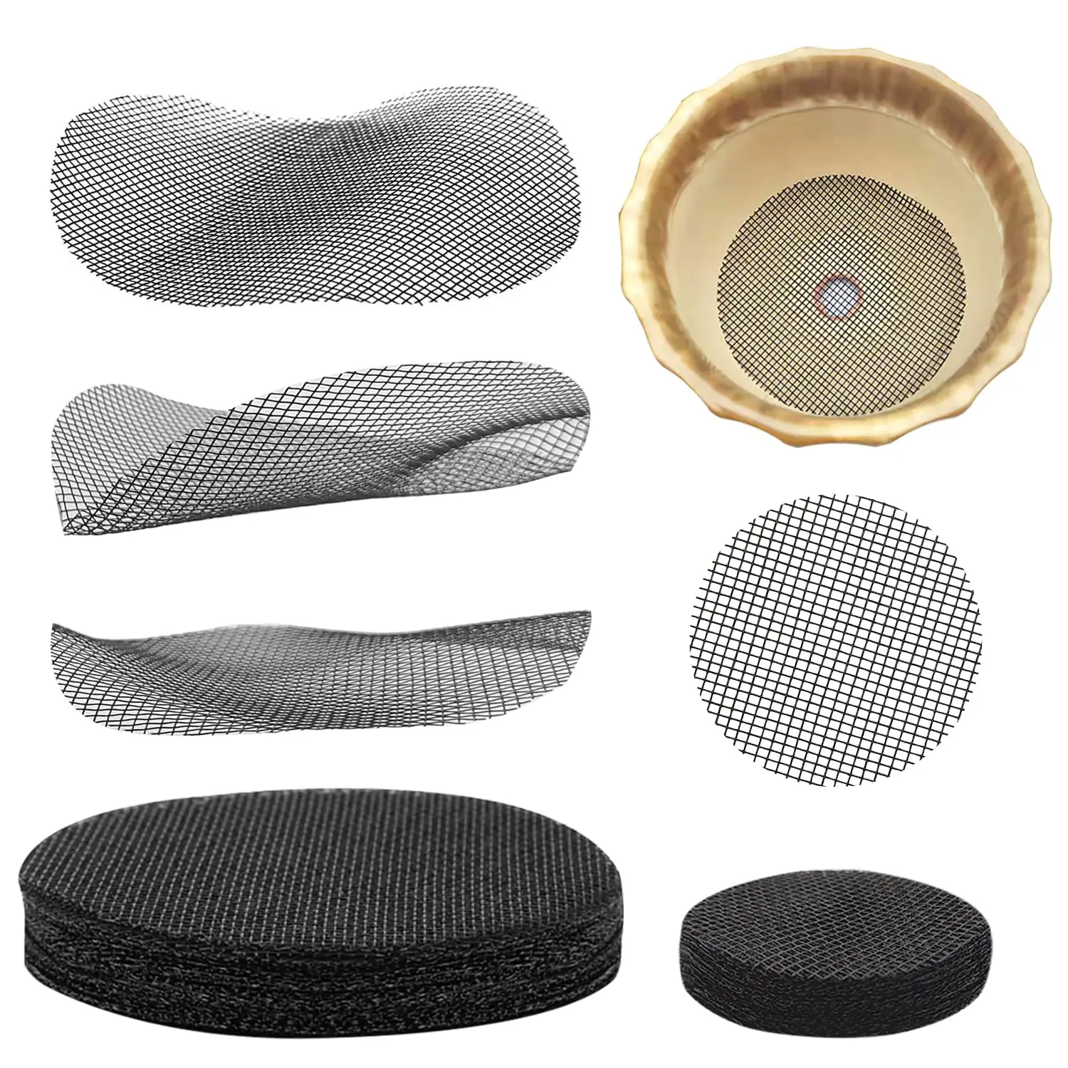 50PCS Prevent Soil Loss Breathable Gasket Leakproof Drainage Flower Pot Hole Mesh Pad Bottom Mat Breathable Drainage Gasket Net