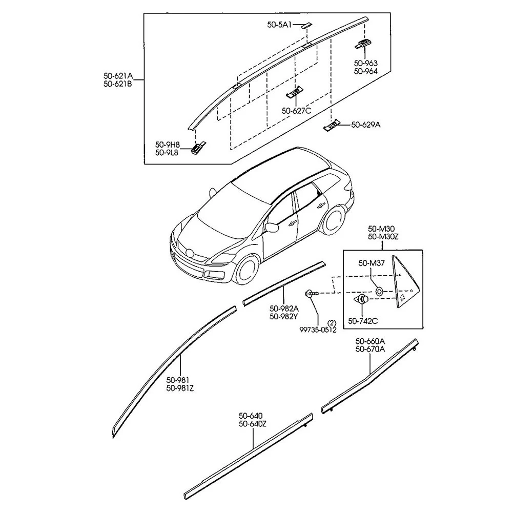 4PCS Roof Cap Drip Moulding Trim for MAZDA 2 de 2007-2014 3 BK 2003-2008 BL 2009-2013 5 CR 2005-2010 6 CX7 CX9