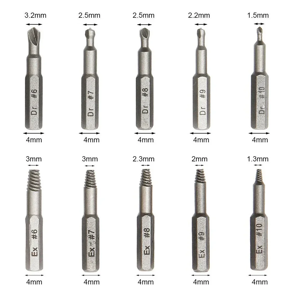 Imagem -06 - Kit Extrator de Parafuso Danificado Brocas Despojado Extrator de Parafuso Quebrado Magnético para Todos os Propósitos mm 6.35 mm 10 Pcs