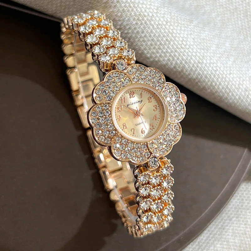 

Цветочные часы для женщин, роскошные часы, брендовые часы Reloj Mujer, набор браслетов с бриллиантовым стальным ремешком, женские часы Femme Reloj