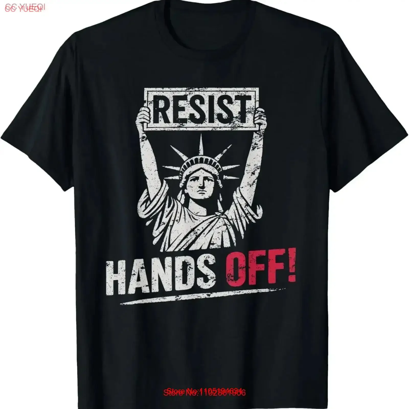 Resist Resistance Statue of Liberty Hands Off Protest T Shirt vintage Washed homme Breathable fashion Versatile vintage Washed