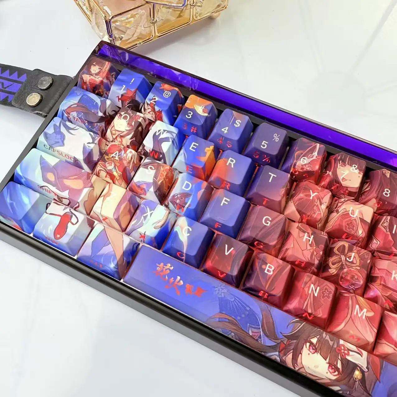 Huahuo Anime Keycaps Set Masked Fools PBT Five-Sided Sublimation Side-Printed Translucent Keyboard Caps for Keyboard Accessories