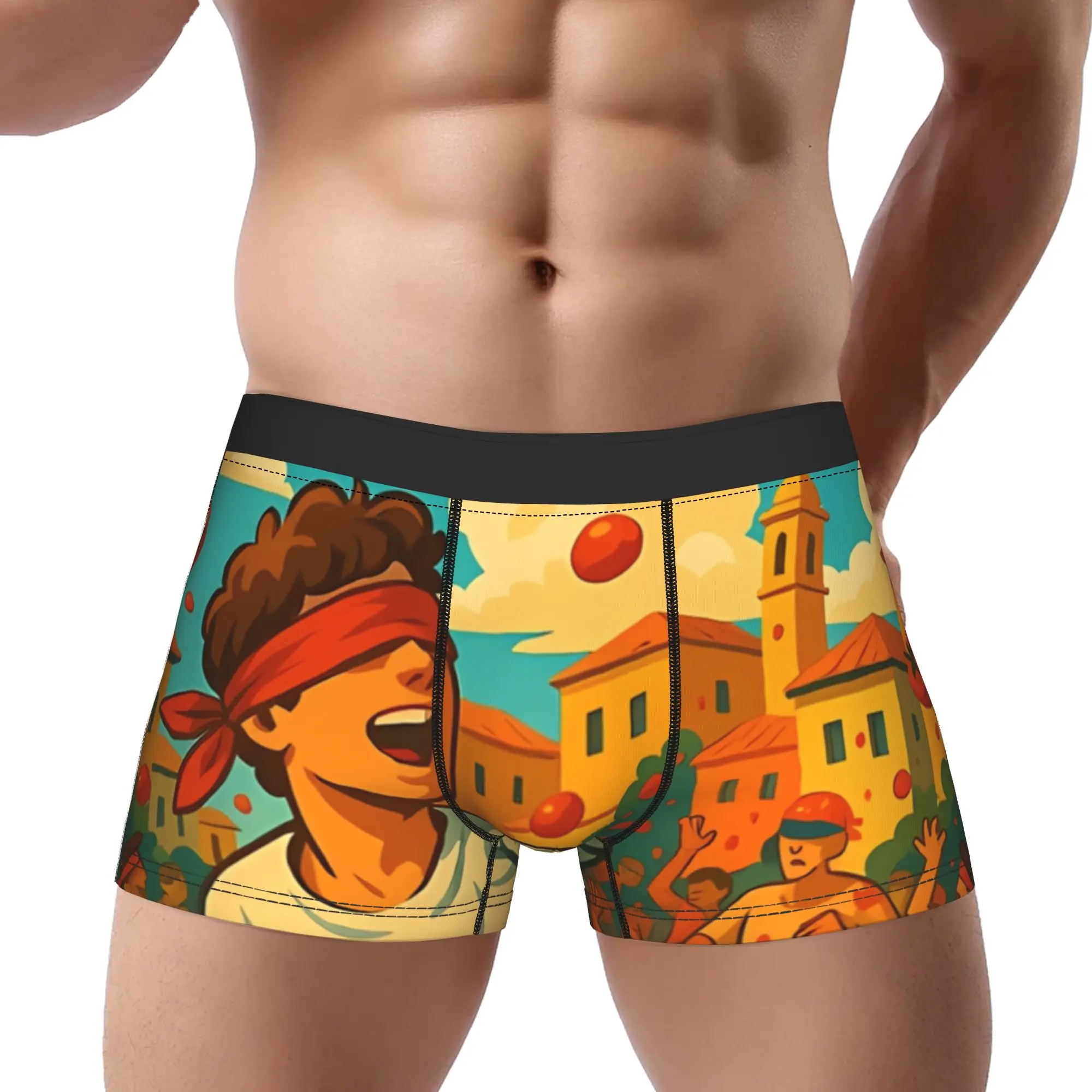Famosa Batalla de Tomates en España, La Tomatina, Calzoncillos Transpirables, Ropa Interior Masculina, Pantalones Cortos Ventilados, Bóxers