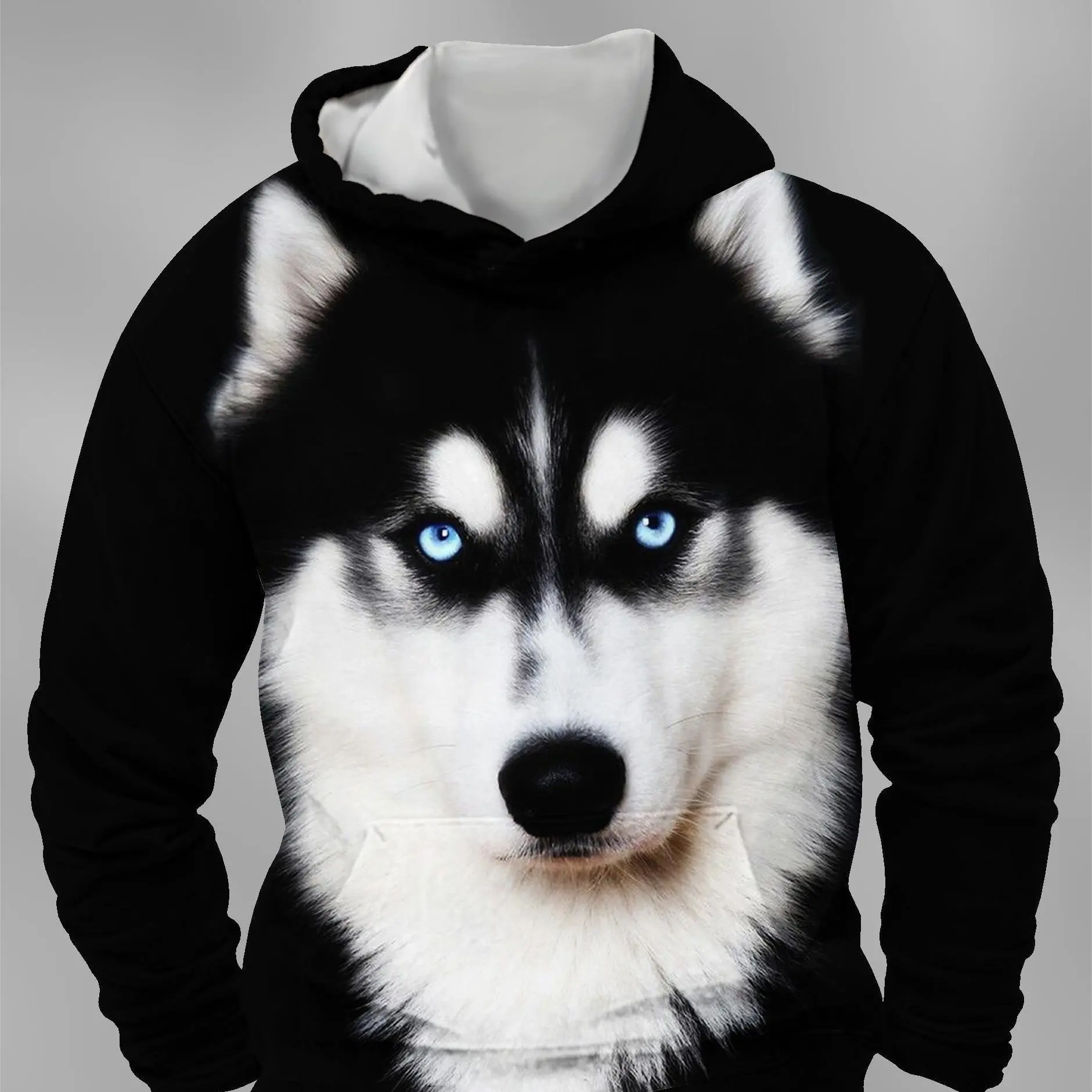 

Funny Animal Dog Print Hoodie Autumn Winter Men's Long Sleeved Hoodie Outdoor Casual Hoodie 2024 New Fashionable Men's Clothing