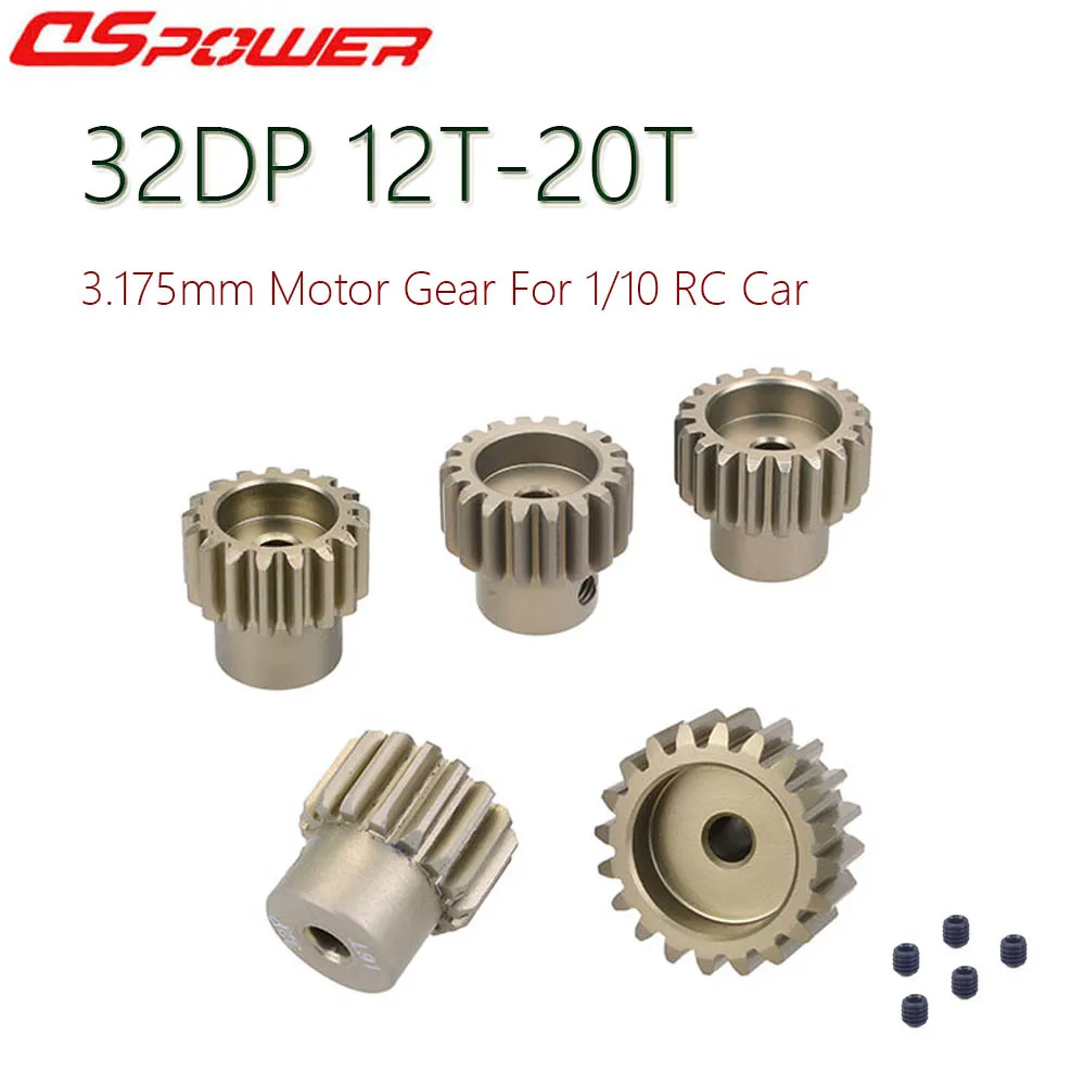 

32DP 3.175mm 12T 13T 14T 15T 16T 17T 18T 19T 20T Metal Pinion Motor Gear Set for 1/10 RC Car Truck Brushed Brushless Motor