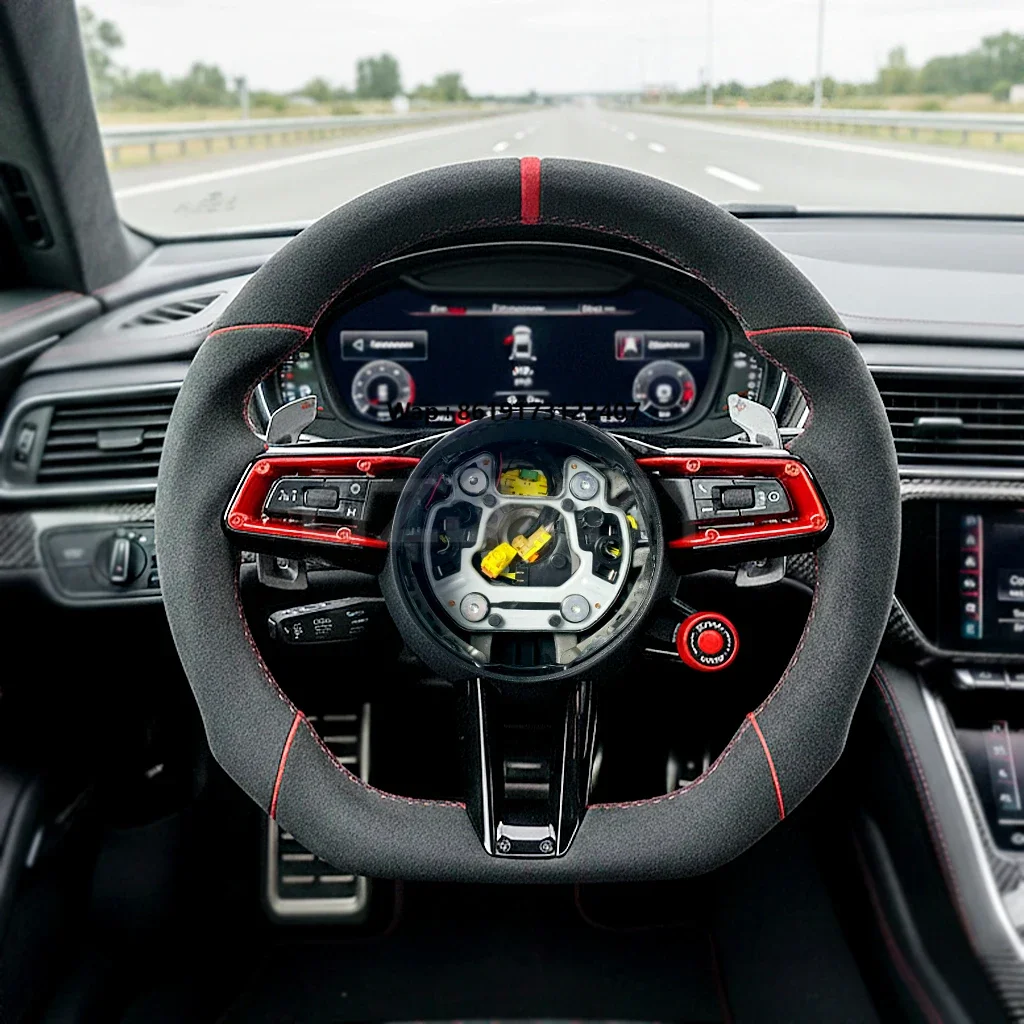 

Custom Suede Steering Wheel Red Stitching Carbon Fiber Trim & Drive Mode Switch for 911 992