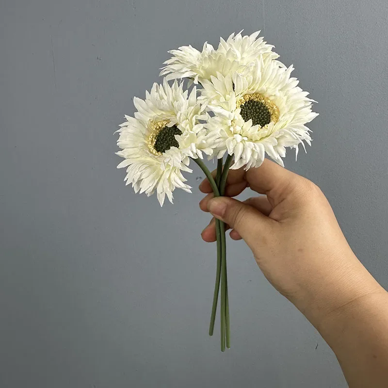 10 Stück Garten-Orange Gebürstete Chrysanthemen Künstliche Blumen Balkon-Dekoration Simulierte Gerbera-Bündel Seiden-Kunstblumen – Detail 4