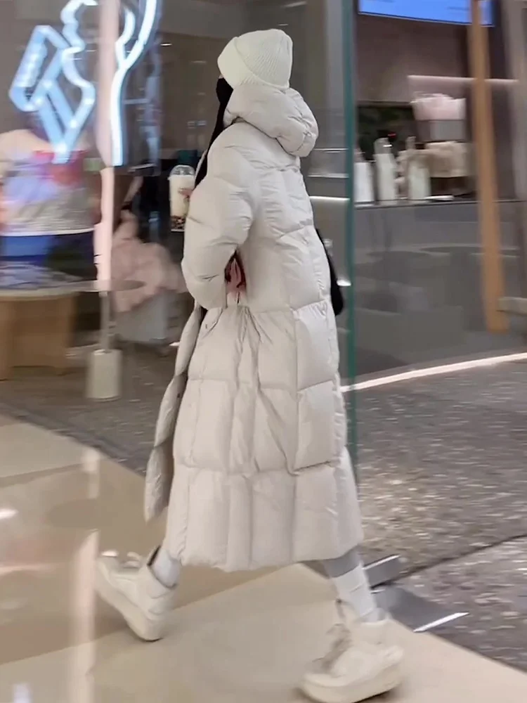 2024 inverno nova Faion Thiened Long Du down Jaet feminino solto ajuste Sli branco Du casaco acolchoado de penas na moda Commu...