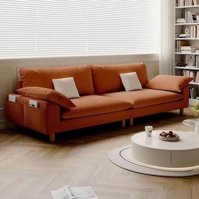 

cream wind cotton and linen fabric sofa living room new modern simple small apartment