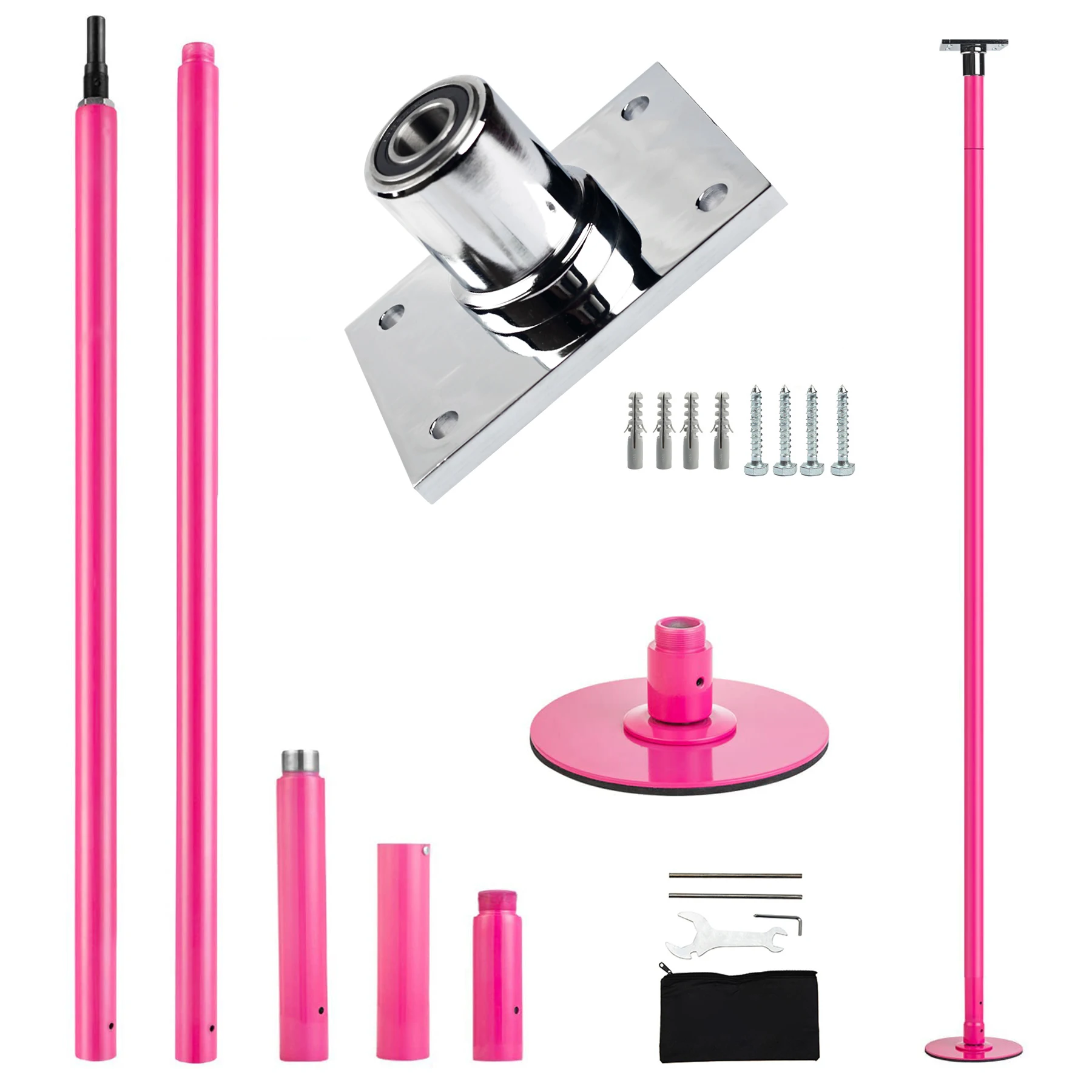 45mm Pink Fixed Dance Pole Set Adjustable Height Pole Dance for Stage Performances Club Workout Fitness