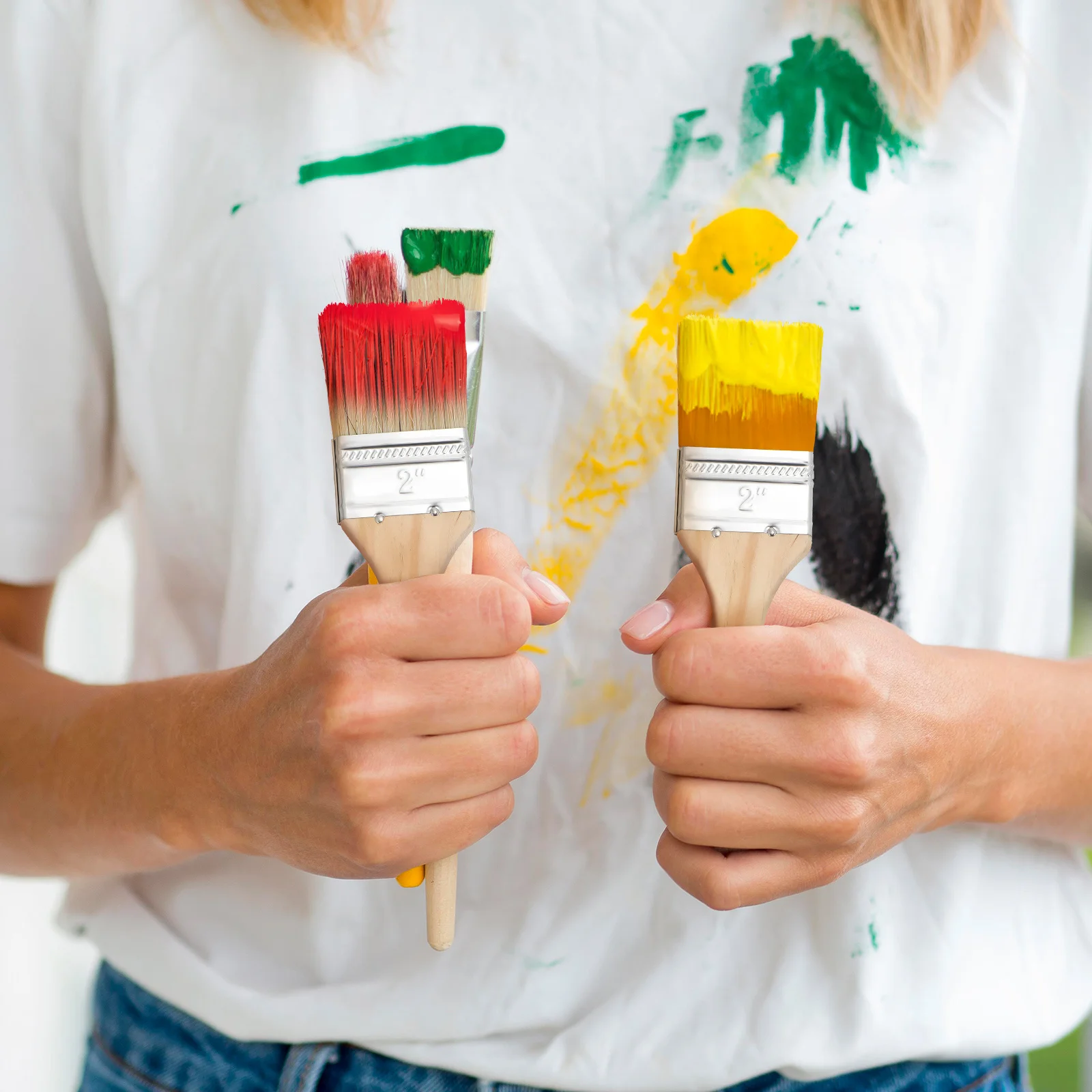 

30Pcs Thick Wood Handle Flat Stain Brushes Paint Brushes Set for Walls Deck Wood Furniture Painting Flat Paint Brush