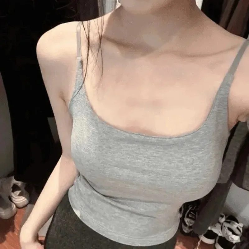 Novas mulheres ajustáveis sem mangas topos sexy doce magro elástico camis cor sólida algodão macio respirável senhoras pequena camisola colete