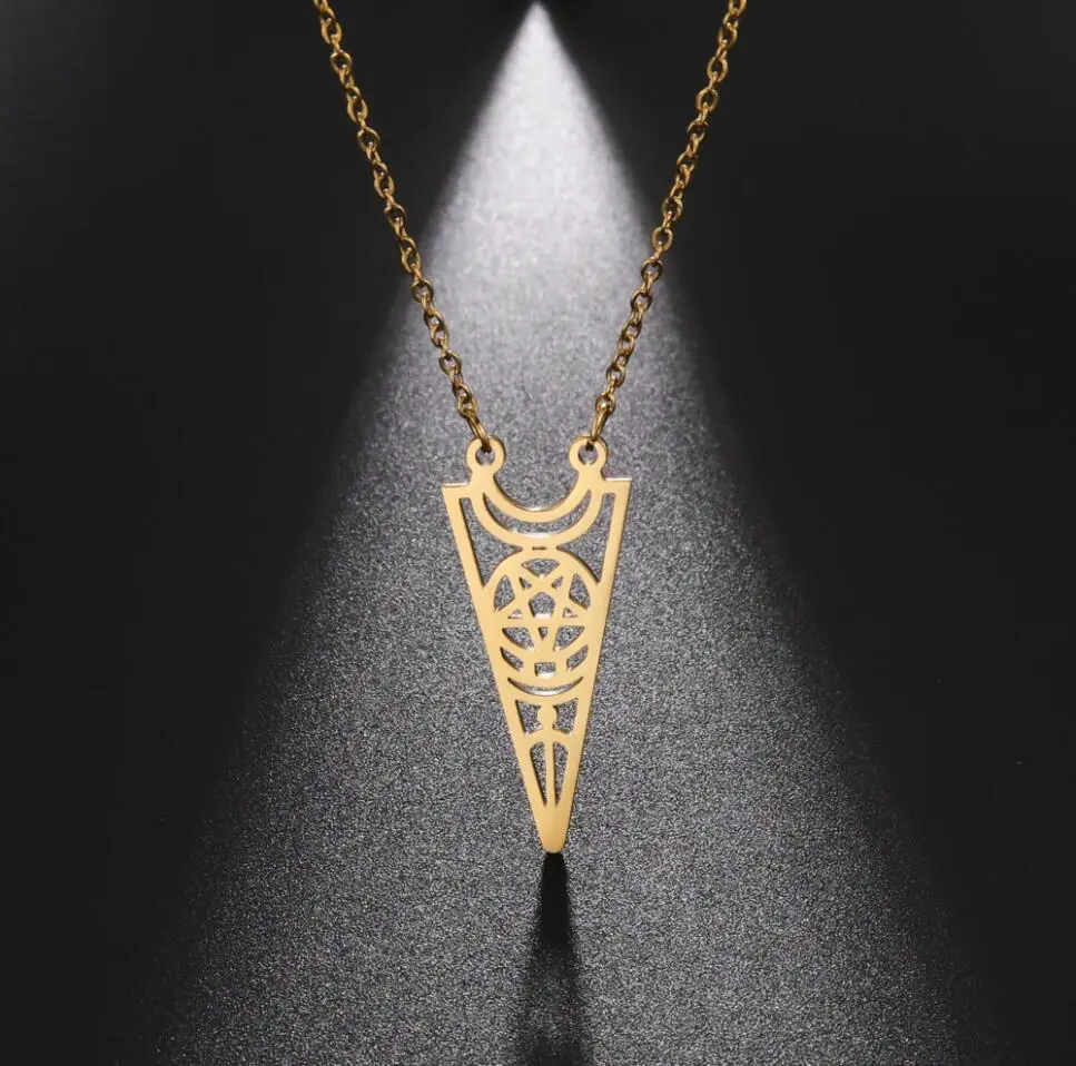

1PC Stainless Steel Necklaces Geometric Triangle david star Fashion Pendants Chain Choker Necklace For Women Jewelry F1389