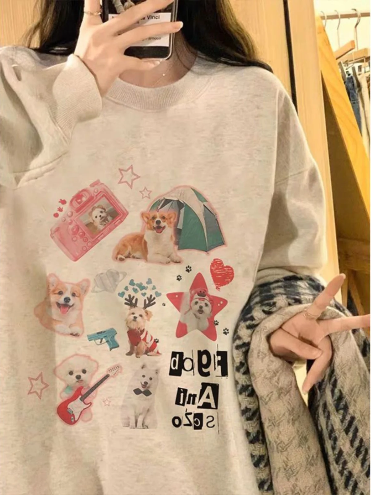 سترة نسائية دائرية أمريكية كلاسيكية فضفاضة للربيع والخريف باللون الأبيض ey Lazy Sle ملابس خارجية عصرية مريحة