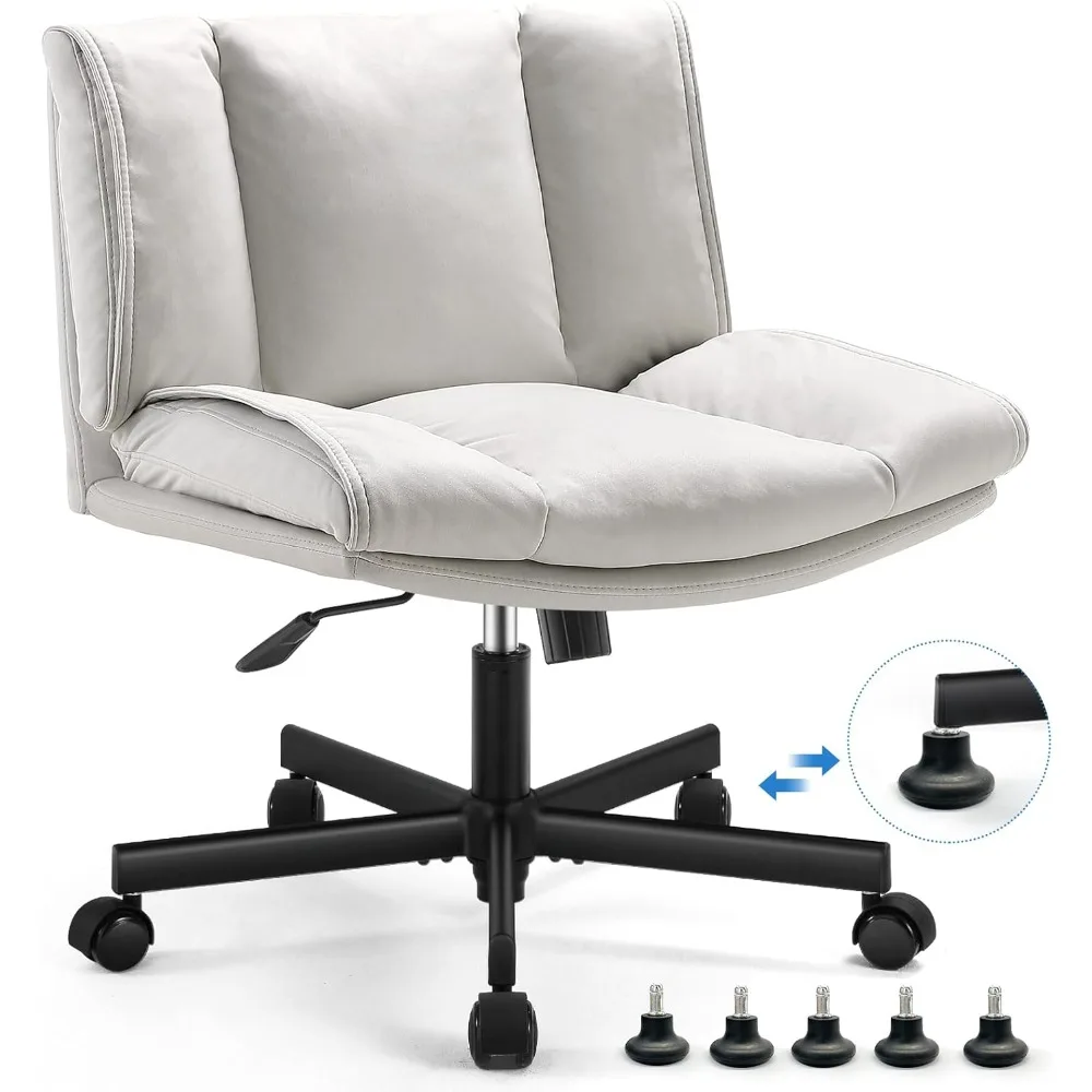 

Criss Cross Chair with Wheels, Comfy Armless Desk Chairs with Tech Fabric, Wide Seat Cross Legged Office Chair, Height Adjustab