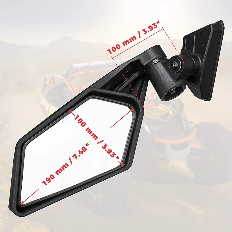 UTV Side Mirrors 360 Degree Adjustable Rearview Mirrors Racing Style For Can Am Maverick X3 Suzuki King Quad