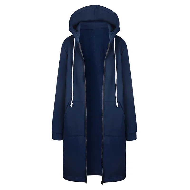 Dames herfst winter ThickenHoodies parka's losse jassen met capuchon ritsvak maxi maat sweatshirt sportjurken uitloper