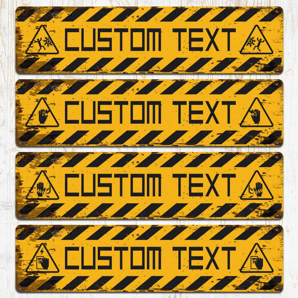 

1pc diy Yellow safety warning signs Personalized Text Iron Wall Signs Metal Wall Plaque For Kids Rooms Home Decor