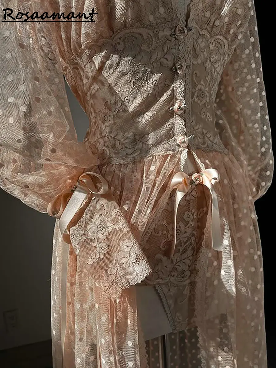 الشمبانيا الوهم كم طويل ألف خط فساتين الزفاف الخامس الرقبة يزين الدانتيل البولكا نقطة تول البلد زي العرائس