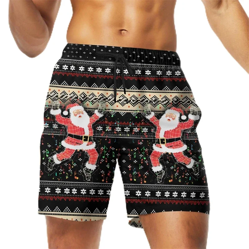 

2025 Merry Christmas Santa Claus Men Shorts Funny Xmas Unisex Y2k Board Short Pants Summer Hawaii Swimsuit Surf Swim Kids Trunks