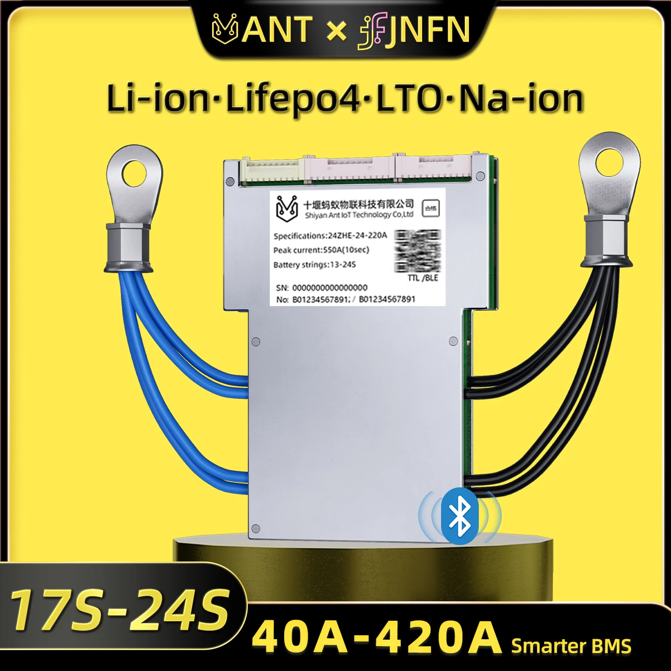 

ANT 17-24S BMS 48V 60V 72V 50A 100A 130A 400A Lifepo4 Li-ion 17S 18S 19S 20S 21S 22S 23S Smart BMS for inversor electric motor