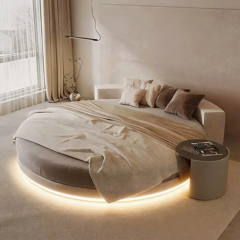 Italienisches 180x200 Rundbett Europäisches Französisches Luxus-Erwachsenenbett Einfaches Prinzessinnen-Doppelbett Nordisches Modernes Wohnmöbel