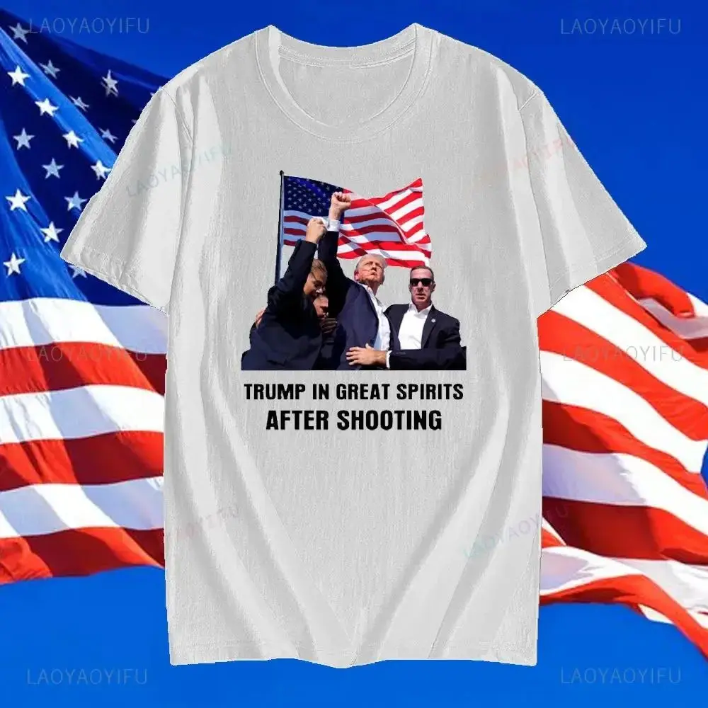 Funny Trump T-shirt Funny Political T-shirt Trump 2024 Donald Trump shooting Photo T-shirt supporter top Short sleeve