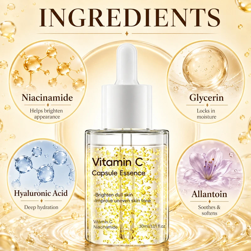 Kojic Acid Turmeric Vitamin C Capsule Essence Niacinamide Brighten Skin Tone Moisturizing Firming Facial Serum Nourishing Skin