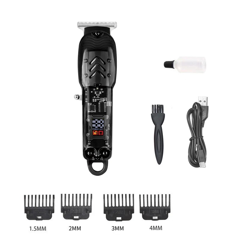 1pc  Rechargeable Hair Clippers Transparent Professional Clippers  ,hair salon specific shaving power generation pusher for home