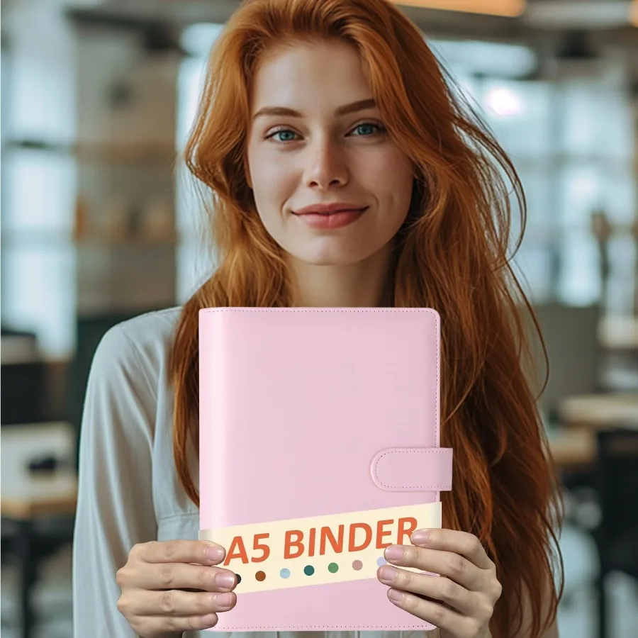 Raccoglitore A5 6 anelli riutilizzabile Notebook Planner Jourl Cover per Planner Inserti di carta Portafoto in pelle PU a fogli mobili Budge