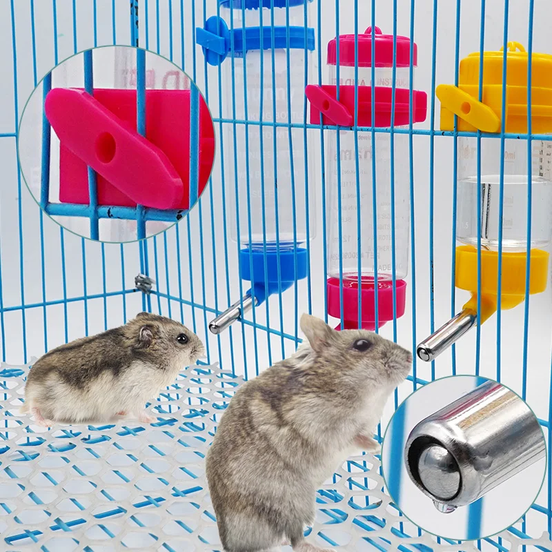 1Pcs Plastic Hamster Drinker 80/125/250ml Water Bottle Dispenser Feeder Hanging Pet Guinea Pig Squirrel Rabbit Drinking Bottle