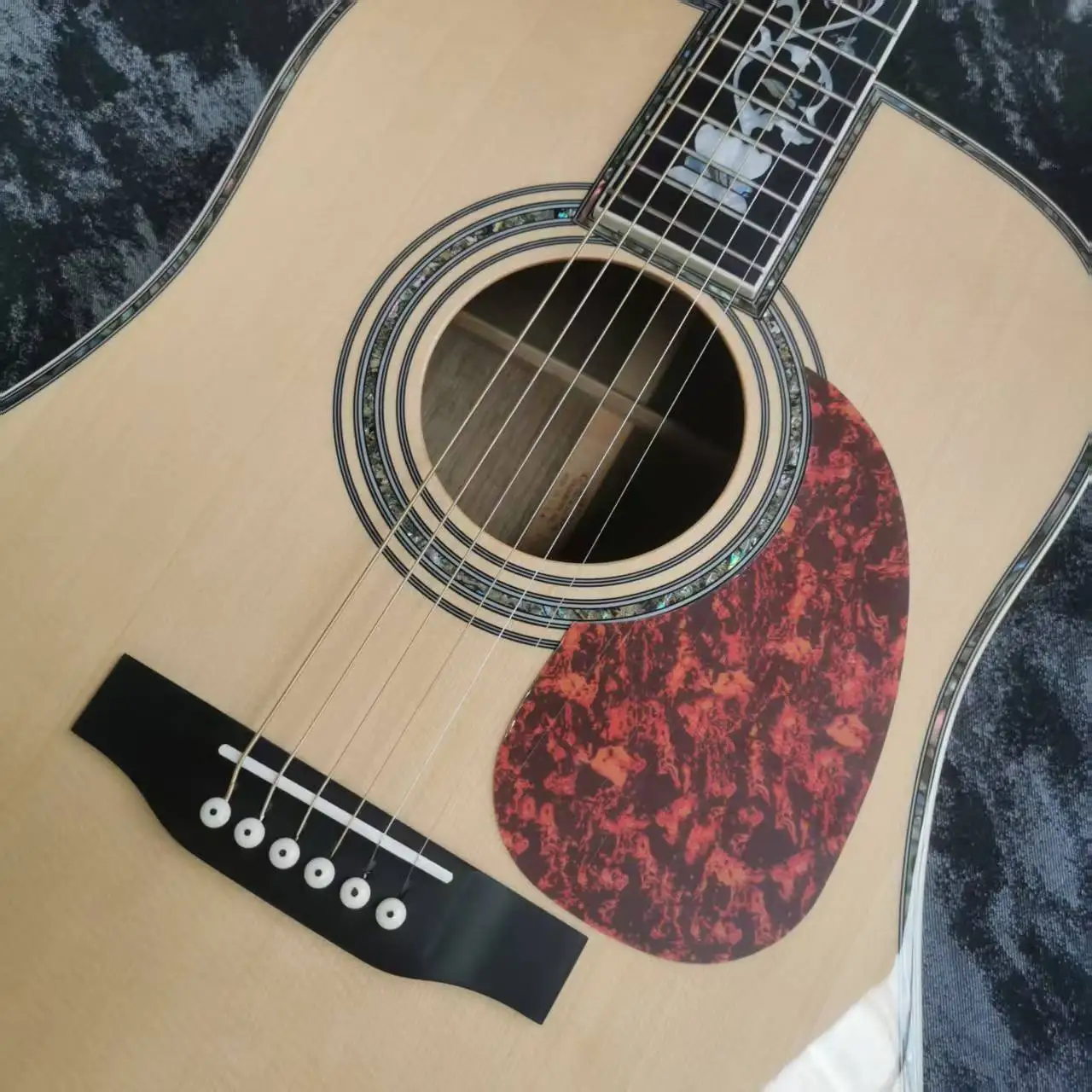 Perfil de madera maciza serie D45 de 41 pulgadas, color madera natural, guitarra acústica acústica brillante