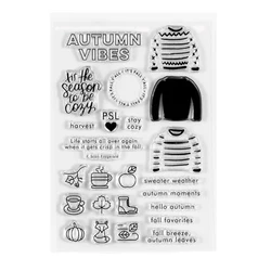 KLJUYP Autumn Vibes Transparent clear stamp for DIY Scrapbooking/Card Making/Kids Christmas Fun Decoration Supplies