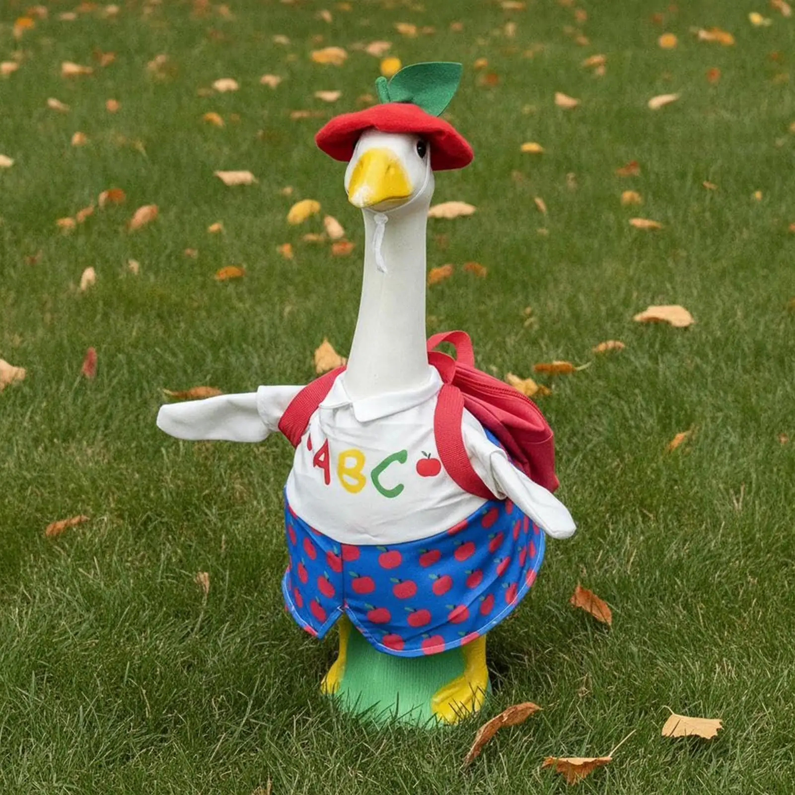 23 Inch Goose Outfits With Hat And Schoolbag Lawn Statue Dress Porch Goose School Outfit For Classroom Garden Yard Lawn Patio
