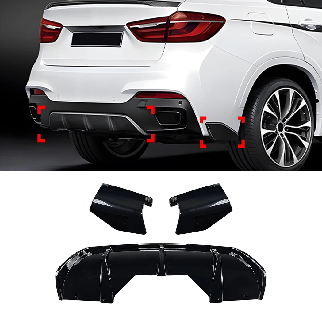 Hinten Stoßstange Diffusor Lip Hinten Seite Splitter Spoiler Lippe Für BMW X6 F16 M Sport 2014-2019 Hinten stoßstange Schutz Auto Zubehör