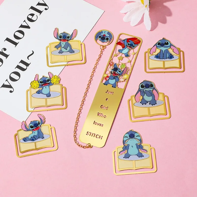 

Kawaii Disney Lilo & Stitch Metal Bookmarks Anime Action Figures Cartoon Stationery Toy Gifts for Book Lovers Student Anime Fans