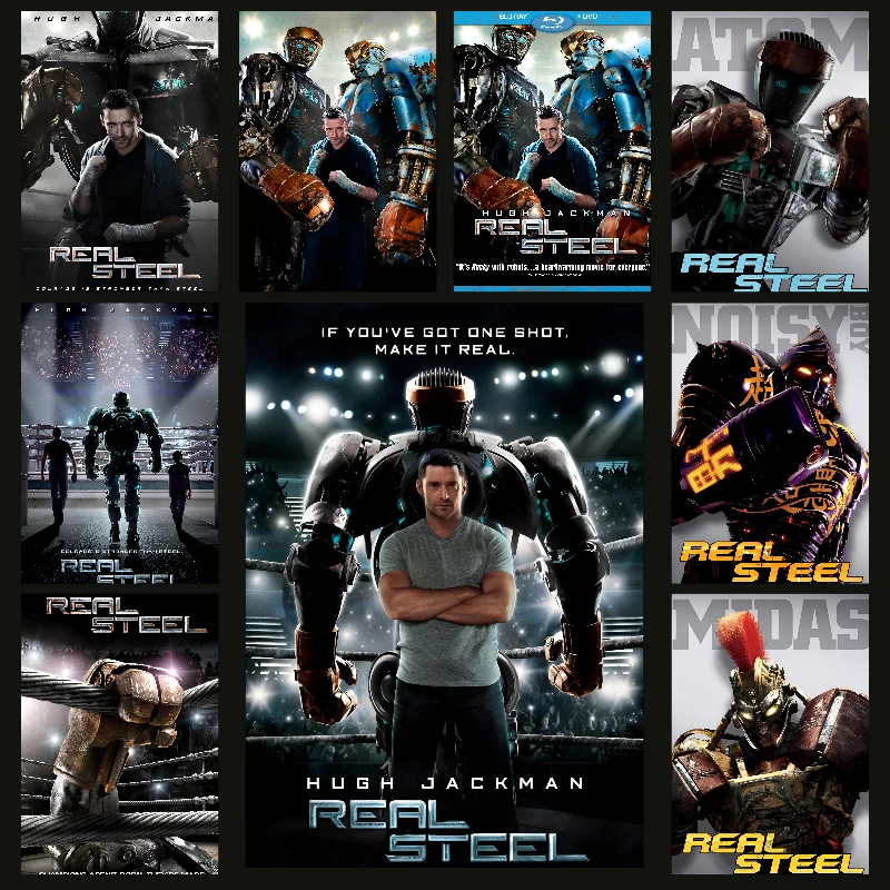 

Movie Real Steel 2011 Poster Self-adhesive Art Waterproof Paper Sticker Coffee House Bar Room Wall Decor