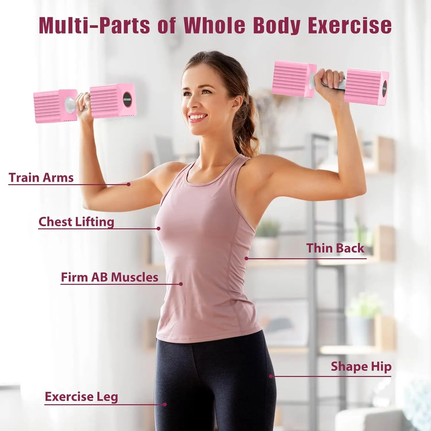 Regulowane hantle, zestaw 2 sztuk, 1,5-5,7 kg każda, do ćwiczeń fitness w domu dla kobiet i mężczyzn