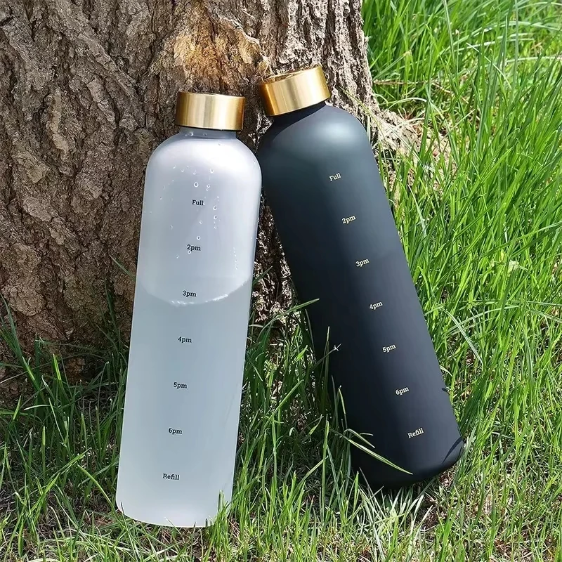 1 l Wasserflasche mit Zeitmarkierung, 32 oz, Fitness, Sport, Outdoor, Reisen, tragbar, auslaufsicher, Trinkgeschirr, BPA-frei, mattierte Trinkflaschen – Detail 23