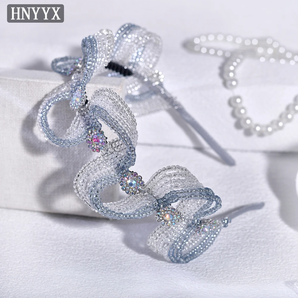 

HNYYX Wavy Headband Crystal Beaded Hairband Elegant And Sweet Headdress Wedding Dress Hair Accessories A349