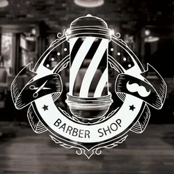 Barber Shop Sign Logo Wall Window Decal Sticker Removable Self Adhesive Modern Decoration Haircuts Stickers Mural G309