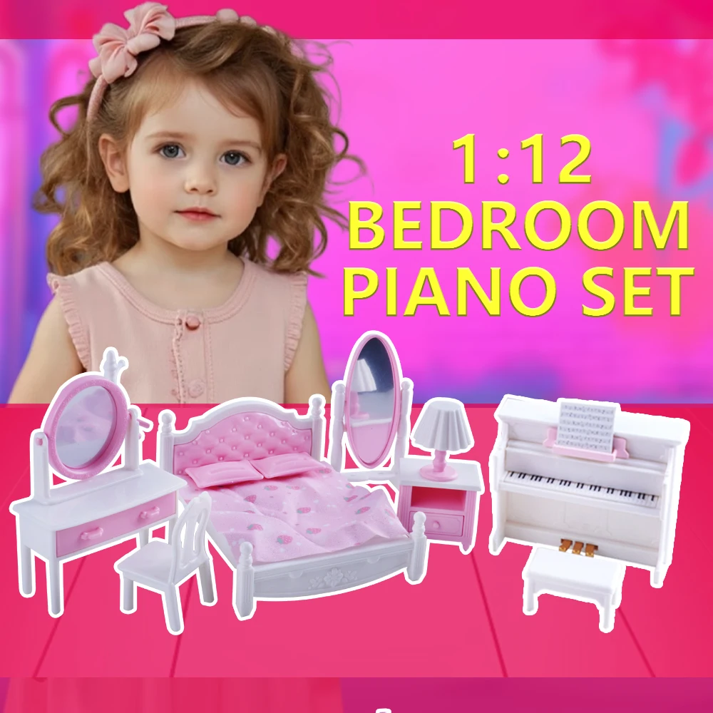 SENGTONGLE-E02 مجموعة غرف النوم دمية أثاث مصغر التظاهر اللعب بيت الدمية اكسسوارات للهدايا صبي فتاة