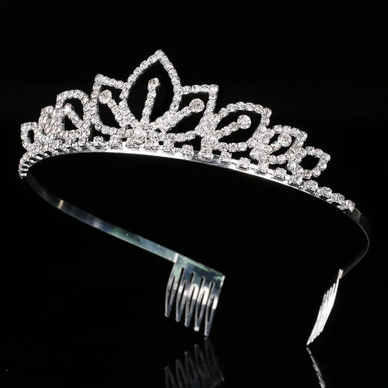 Silver Color Sparkling Rhinestone Crown Bridal Tiara Wedding Hair Accessories for Women Party Birthday Gift view 5