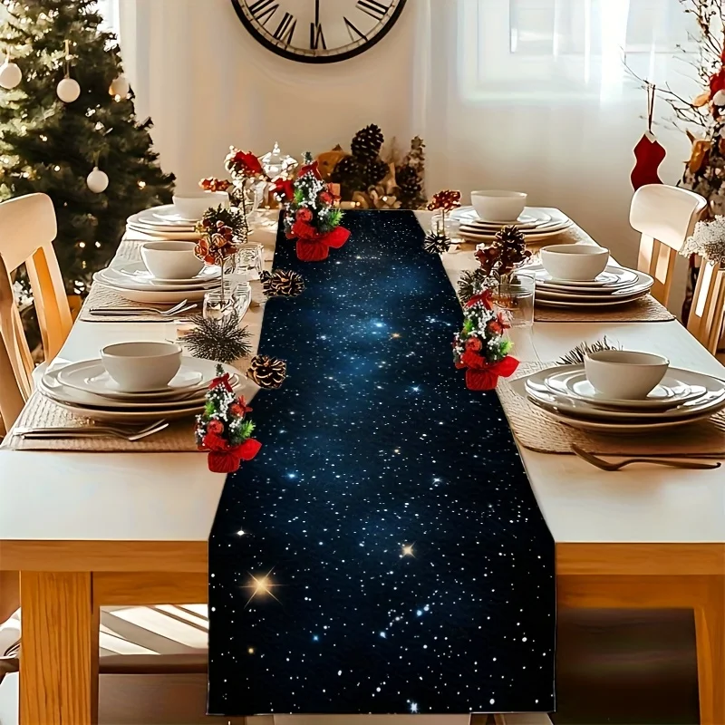 Starry Night Sky Table Runner | Vibrant Galaxy & Starry Lights Design | Home Gatherings, Kitchen, Living Room & Coffee Tables