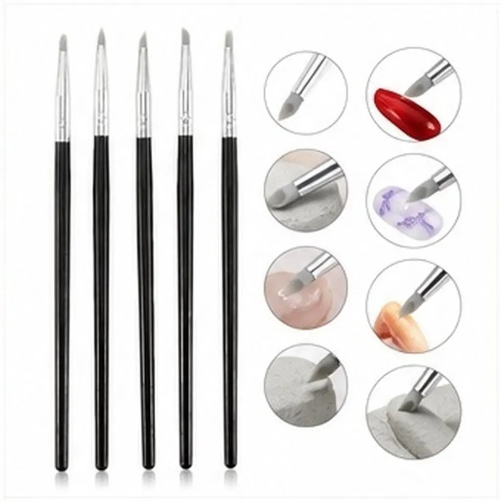 5Pcs Silicone Pen Creative Watercolor Painting Pen Clay Molding Sculpture Drawing Tool for Halo Dyeing Gradual Change Art