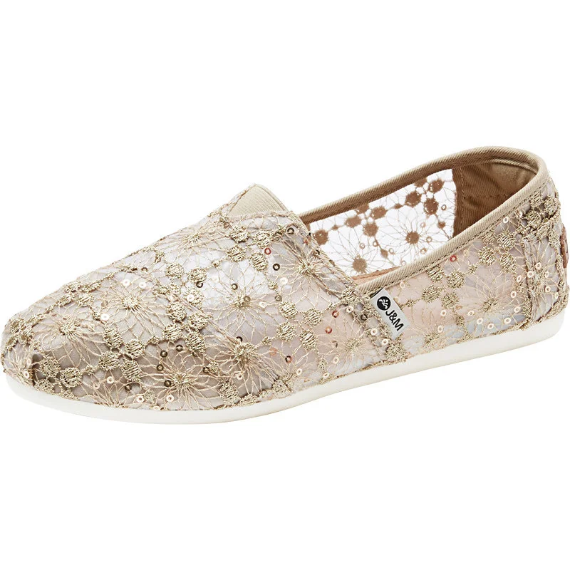 

JOY&MARIO Casual Shoes Spring Fashion Women Cloth Shoes Korean Soft Rubber Sole Flats Slip-on Shoes Summer Mesh flower Sneakers