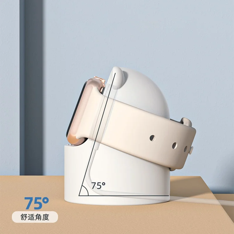 Dudukan pengisi daya silikon untuk Apple Watch seri 8 7 6 5 4 3 SE braket iWatch Ultra 49mm bentuk beruang Dok dudukan Desktop pengisi daya