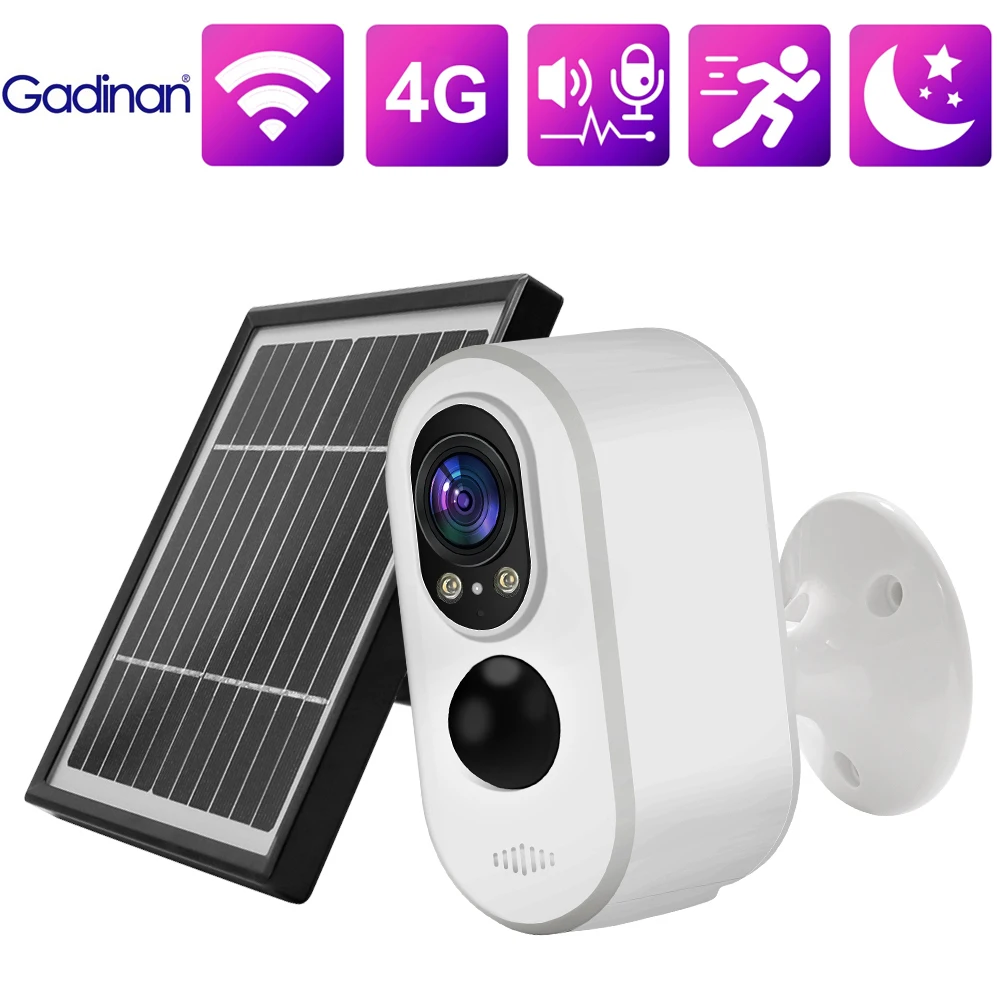 

Gadinan Security Home WIFI/4G Solar Energy Surveillance Cameras Two Way Audio Color Night vision+IR Subminiature CCTV Camera