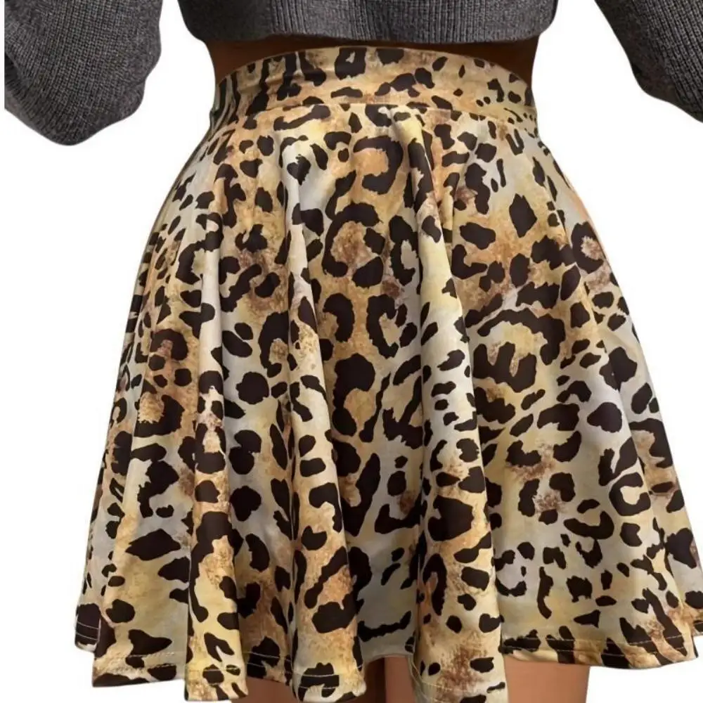 Leopard Print Skirt Female A-line Skirt Summer Casual Street Style Dress New Nkirt High Waist Thin Casual Leopard Print Skirt