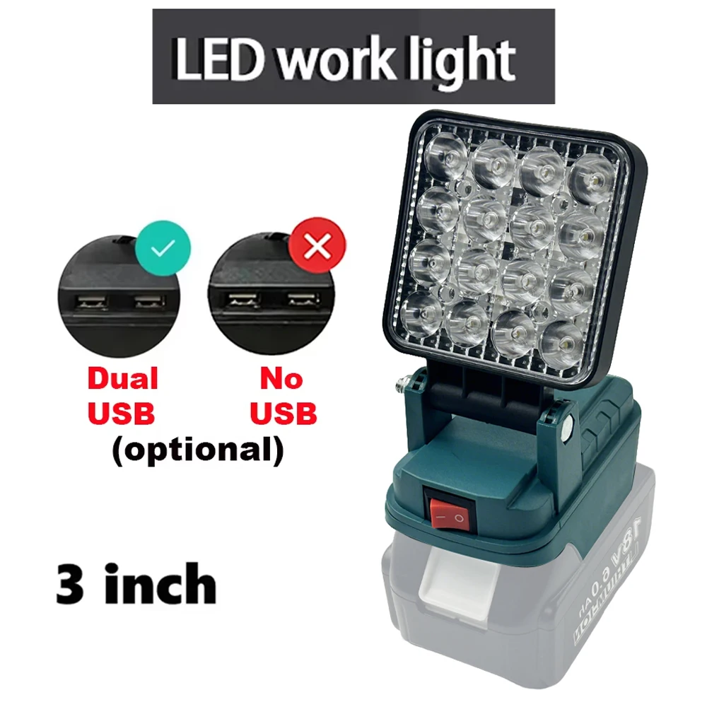 LED Work Light Outdoor Flashlight Rechargeable Emergency Light Dual USB Ports Battery Lantern Waterproof for Maintenance